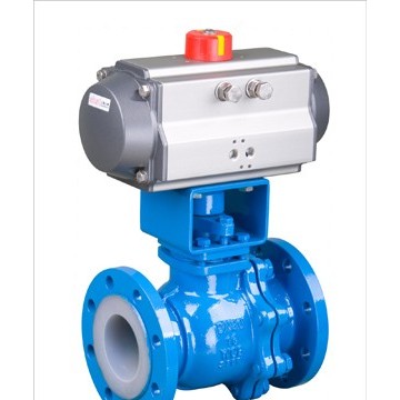 襯氟氣動球閥 鑄鋼法蘭式氣動襯氟球